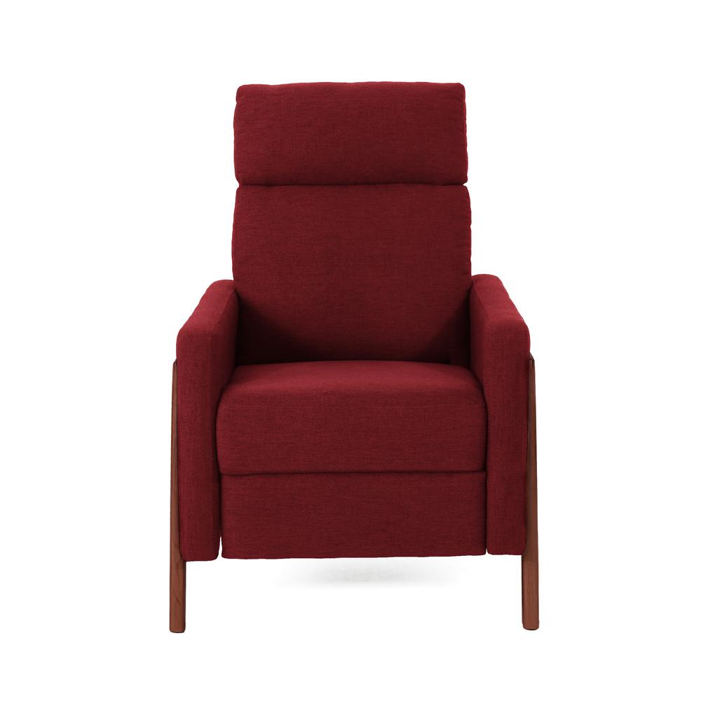 Noble House Hadrian MidCentury Modern Deep Red Fabric Push Back Recliner304575 The Home Depot