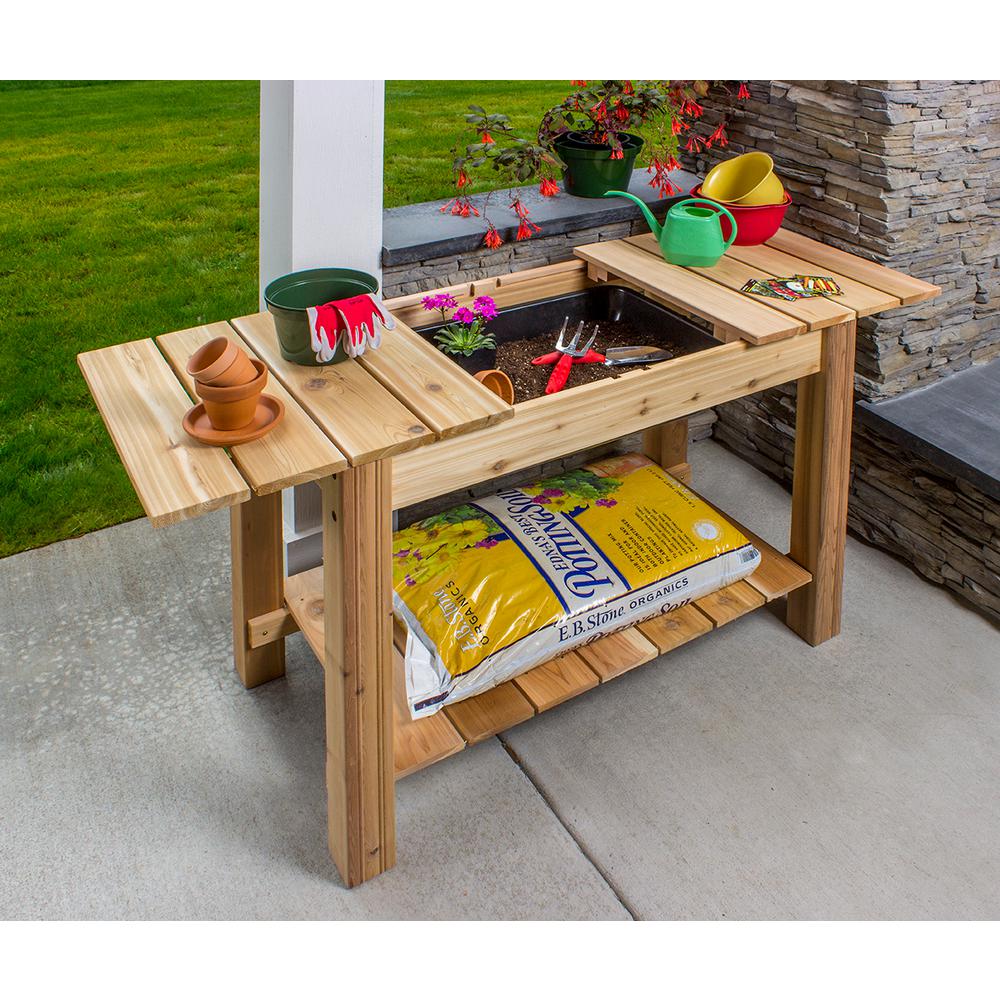 Arboria 44 75 In X 36 Cedar Potting Bench 8261492 The Home Depot Cedar Potting Bench