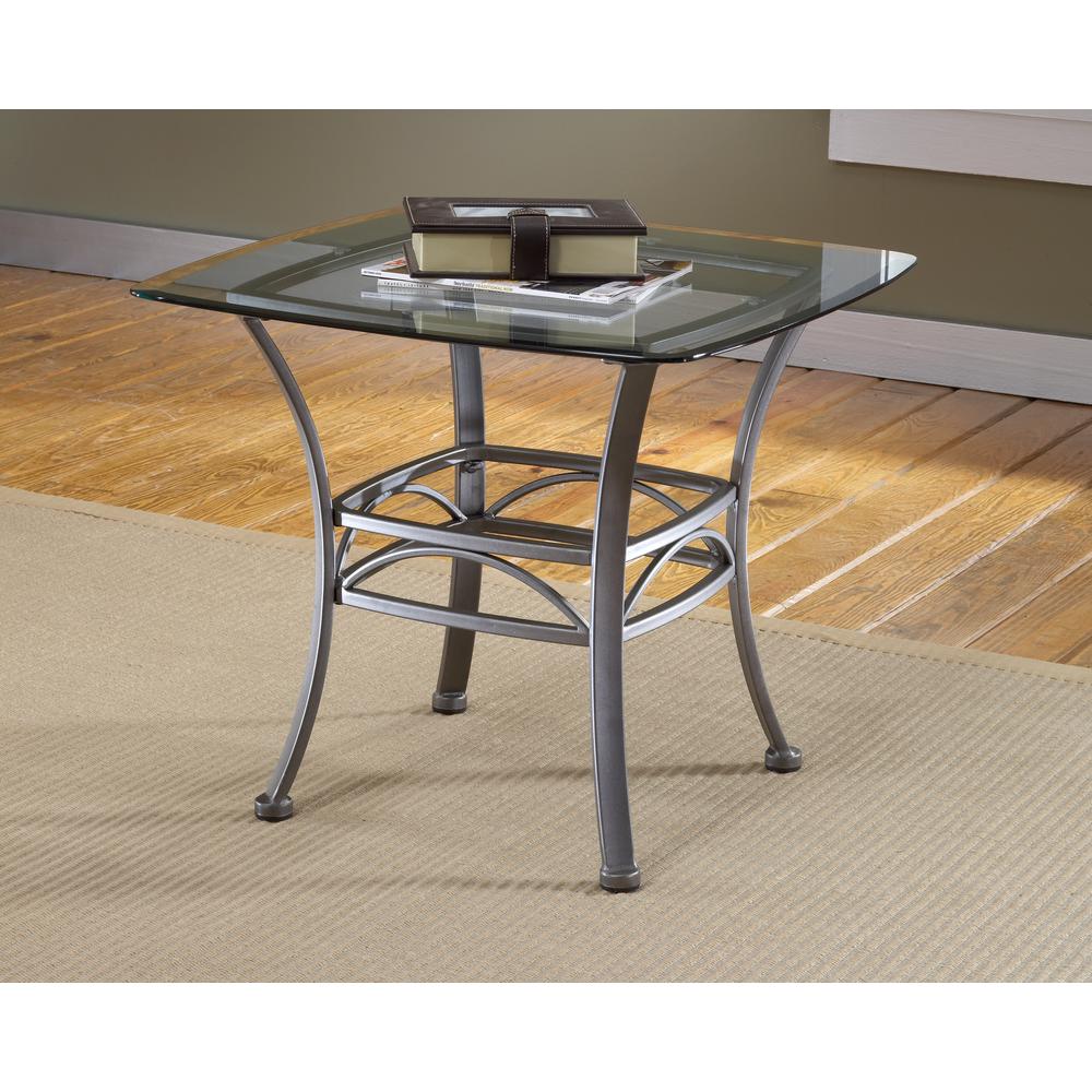 Hillsdale Furniture Abbington Dark Pewter Glass Top End Table4885OTE