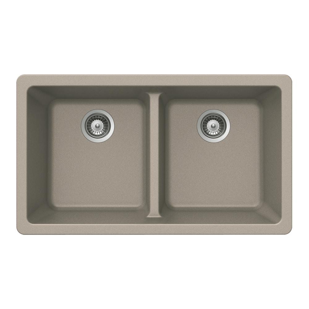 Blanco Performa Undermount Granite Composite 33 in. 0Hole Double Bowl Kitchen Sink in