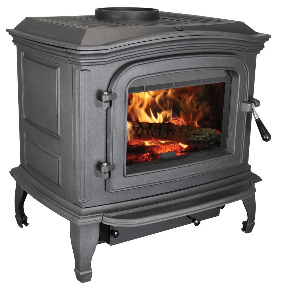 200 sq. ft. EPA Certified Black Cast Iron Wood Stove-AC1100 - The Home Depot