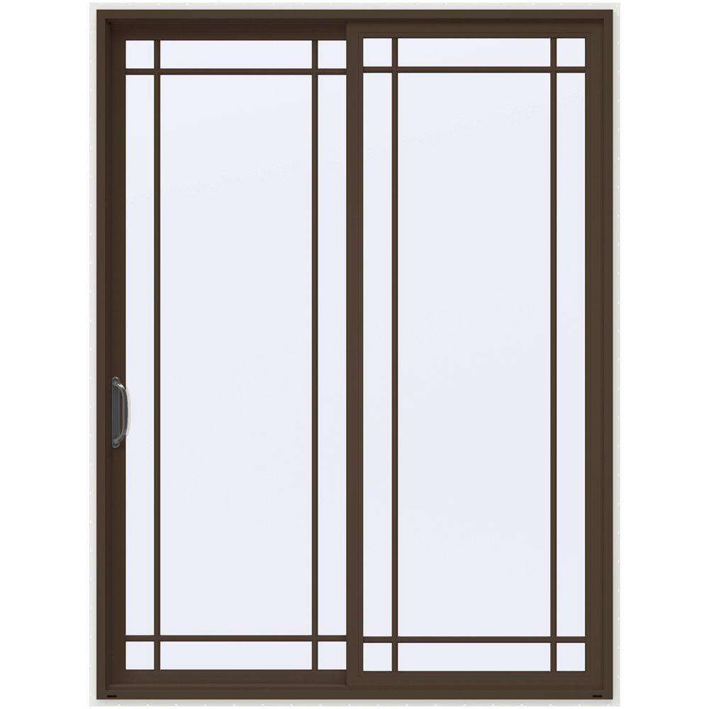 JELDWEN 72 in. x 96 in. V4500 Contemporary Brown Painted Vinyl Left