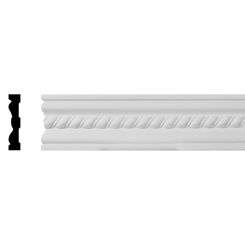 Ekena Millwork 3/4 in. x 4 in. x 96 in. Polyurethane Oslo Rope Chair Rail MouldingMLD04X00OS