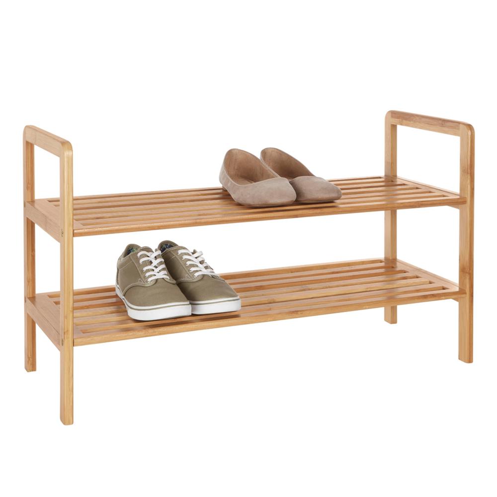 Honey Can Do 2 Shelf Bamboo Shoe Rack Sho 01600 The Home Depot