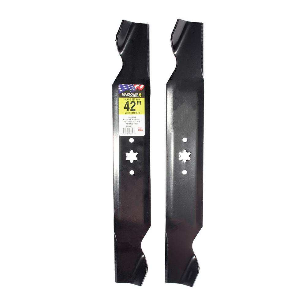 MaxPower 2 Blade Set for Many 42 in. Cut MTD, Cub Cadet, Troy Bilt, Craftsman Mowers Replaces 742-04126, 742-04308, 942-04308