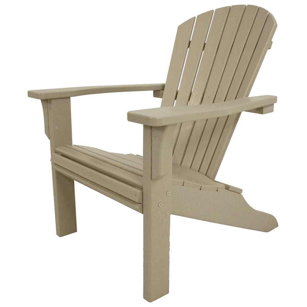 POLYWOOD Seashell Sand Plastic Patio Adirondack Chair 