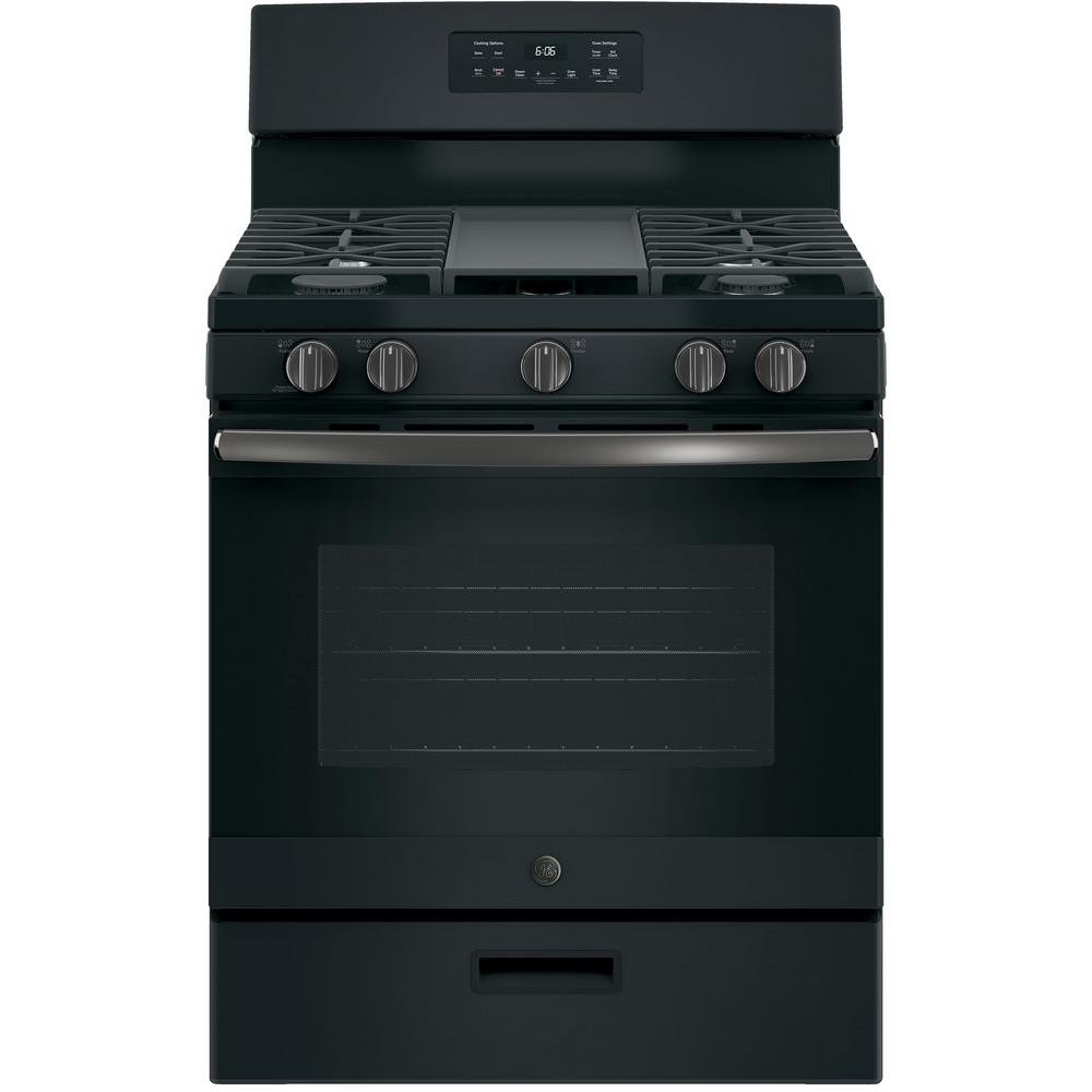 GE 30 in. 5.0 cu. ft. Gas Ran in Black Slate, Finrprint Resistant, Fingerprint Resistant Black Slate was $899.0 now $627.3 (30.0% off)