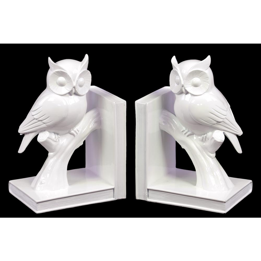 Urban Trends Collection 9 in. H Owl Decorative Sculpture in White Gloss Finish73110AST The