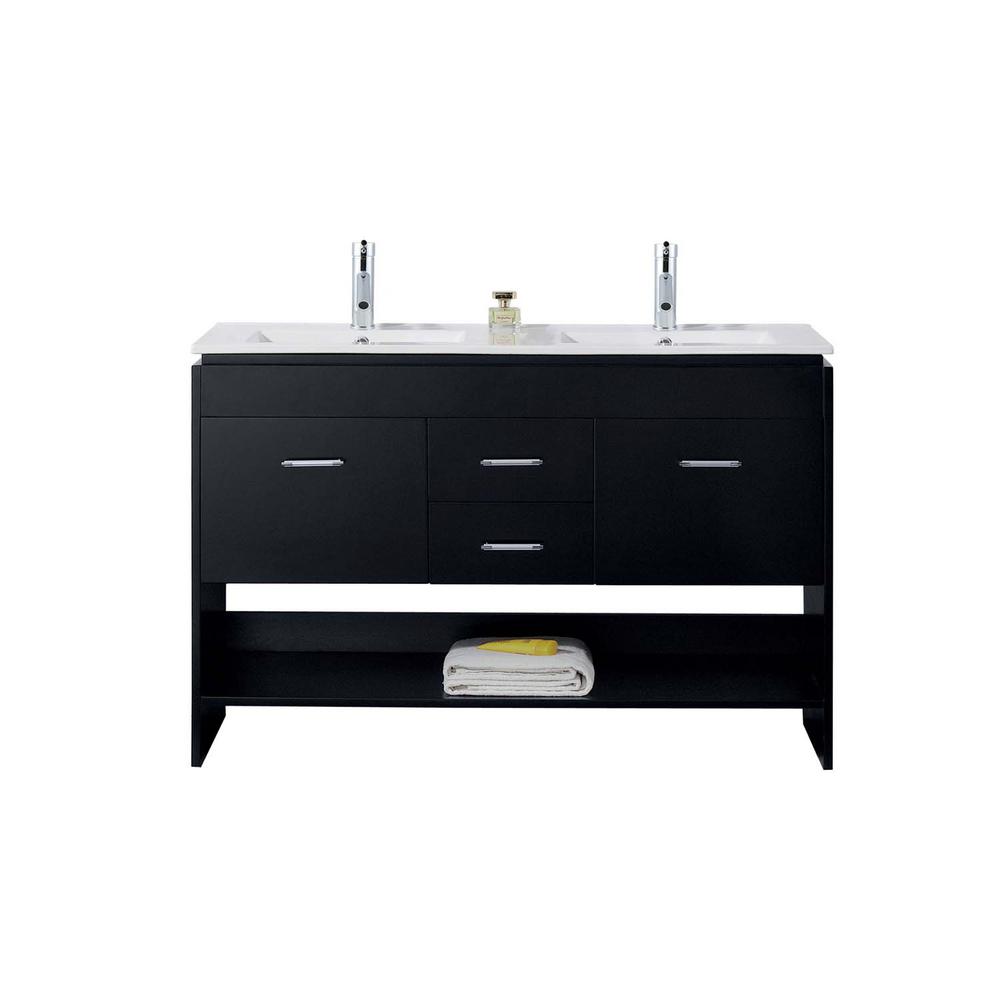 Virtu USA Opal 48 in. Double Vanity in White with Ceramic Vanity Top in