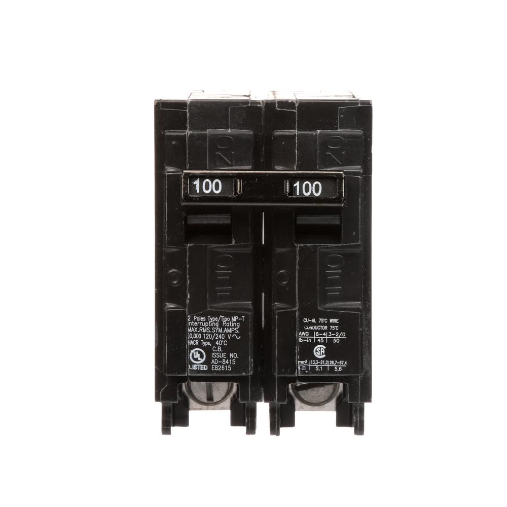 Siemens 100 Amp Double Pole Type Mp Circuit Breaker Mp2100 The Home Depot