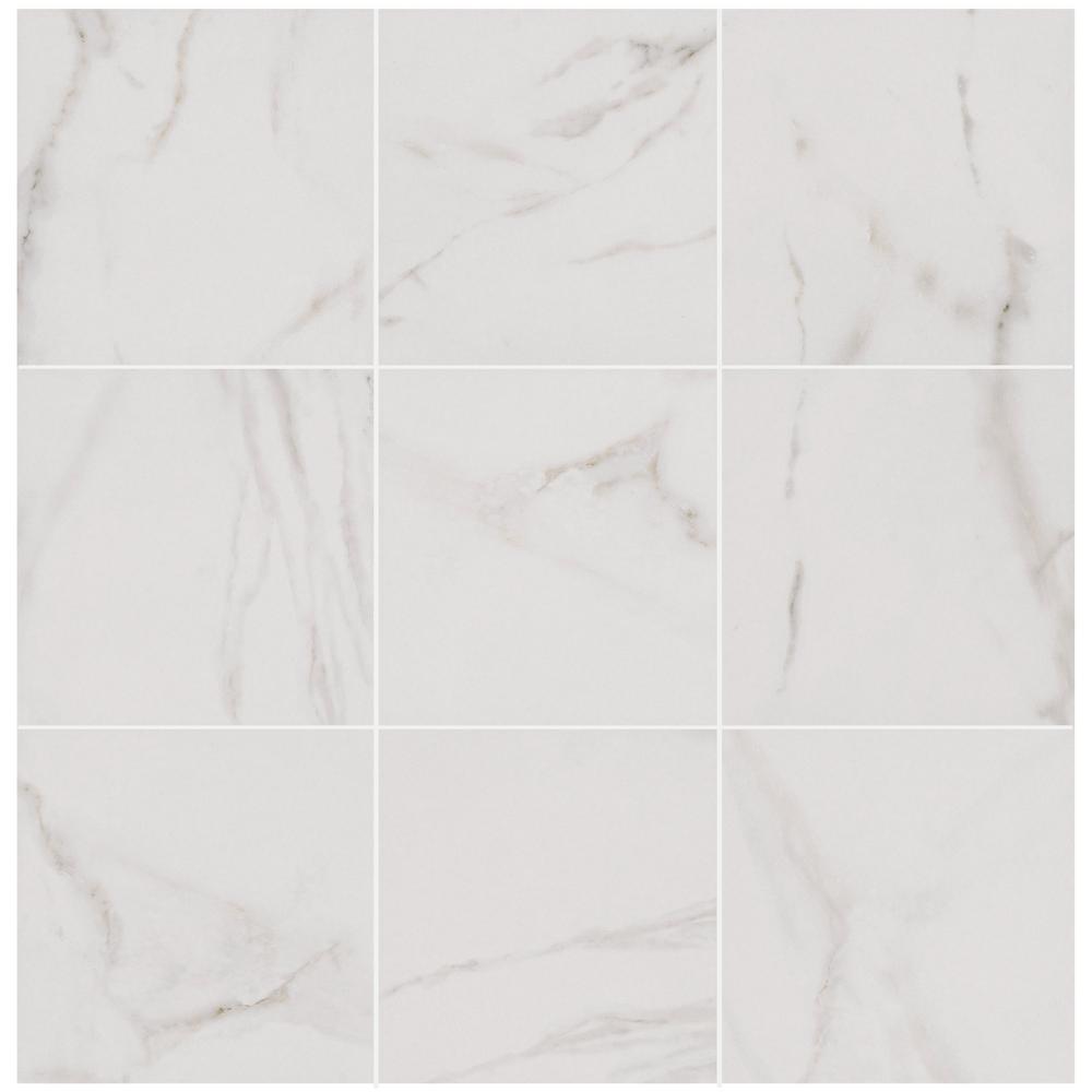 Florida Tile Home Collection Michelangelo White 12 in. x 12 in. Porcelain Floor and Wall Tile (14.33 sq. ft. / case), White With Taupe Hues