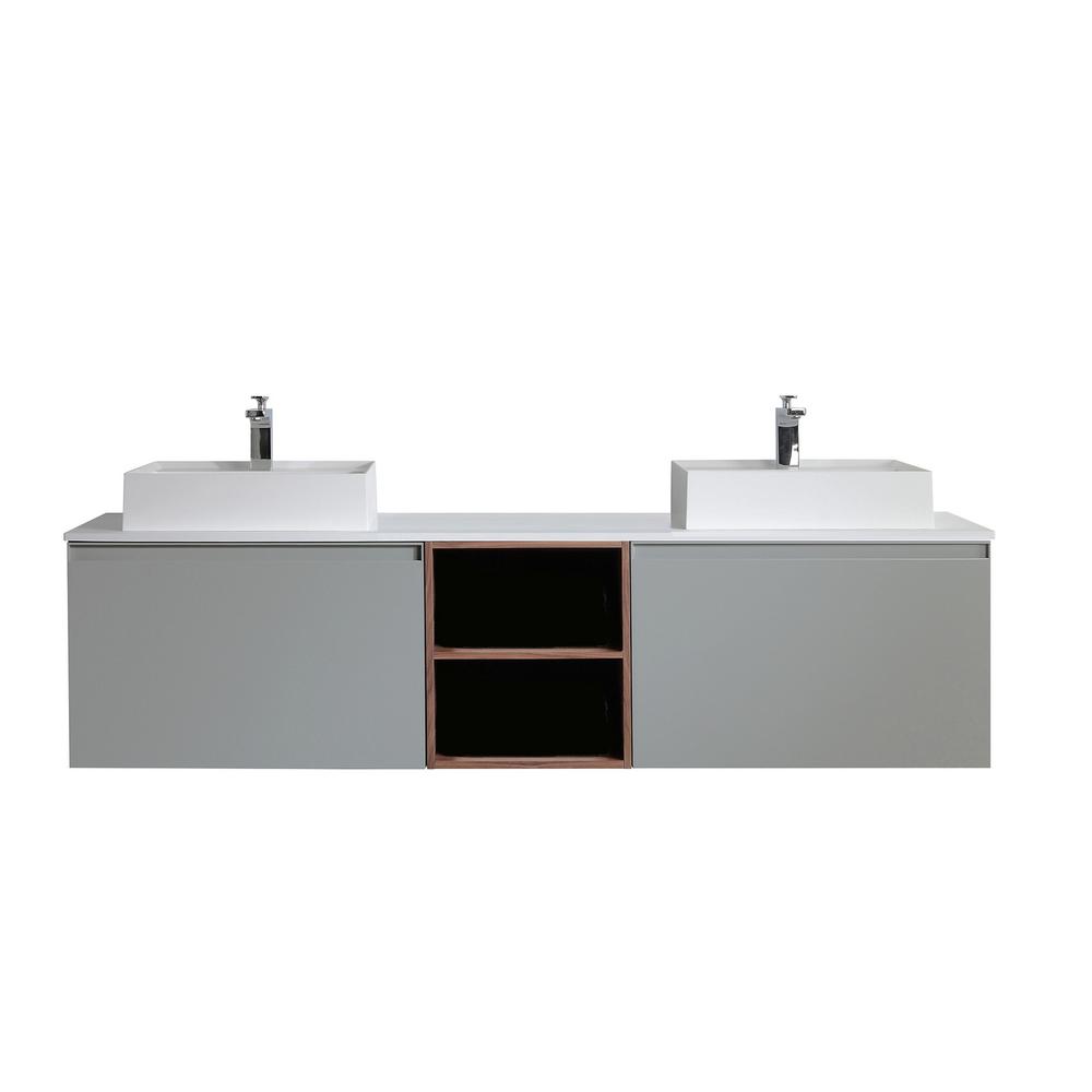 CASAINC 72 in. W x 20 in. D Vanity in Light Gray with ...