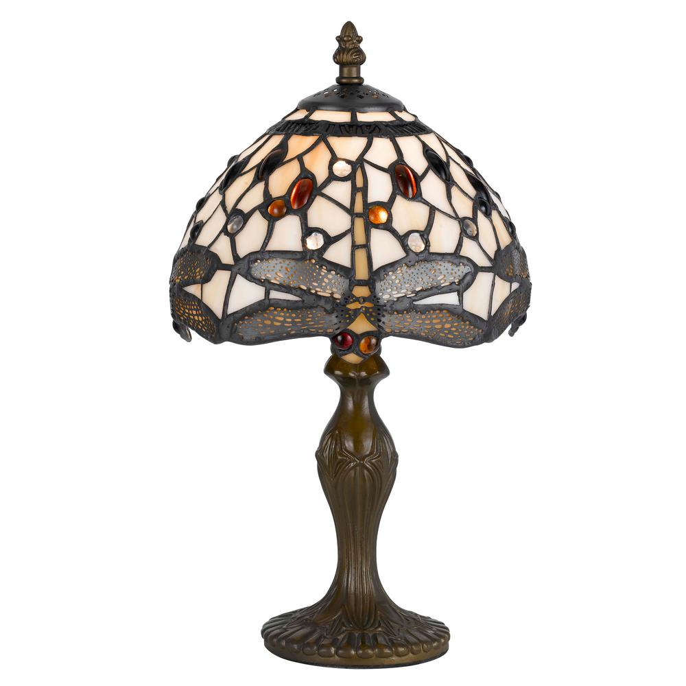 CAL Lighting 13 in. Antique Bronze Metal Table Lamp with Tiffany Glass ...