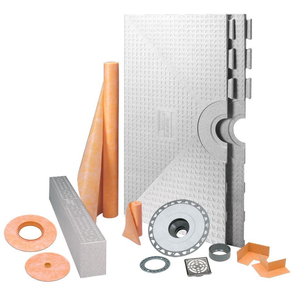 Polystyrene Shower Bases Pans Showers The Home Depot Kerdi Shower 48 In X Kit Pvc With Stainless