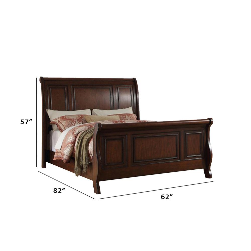 Benzara Marvelous Antique Cherry Wooden Queen Bed Bm168432