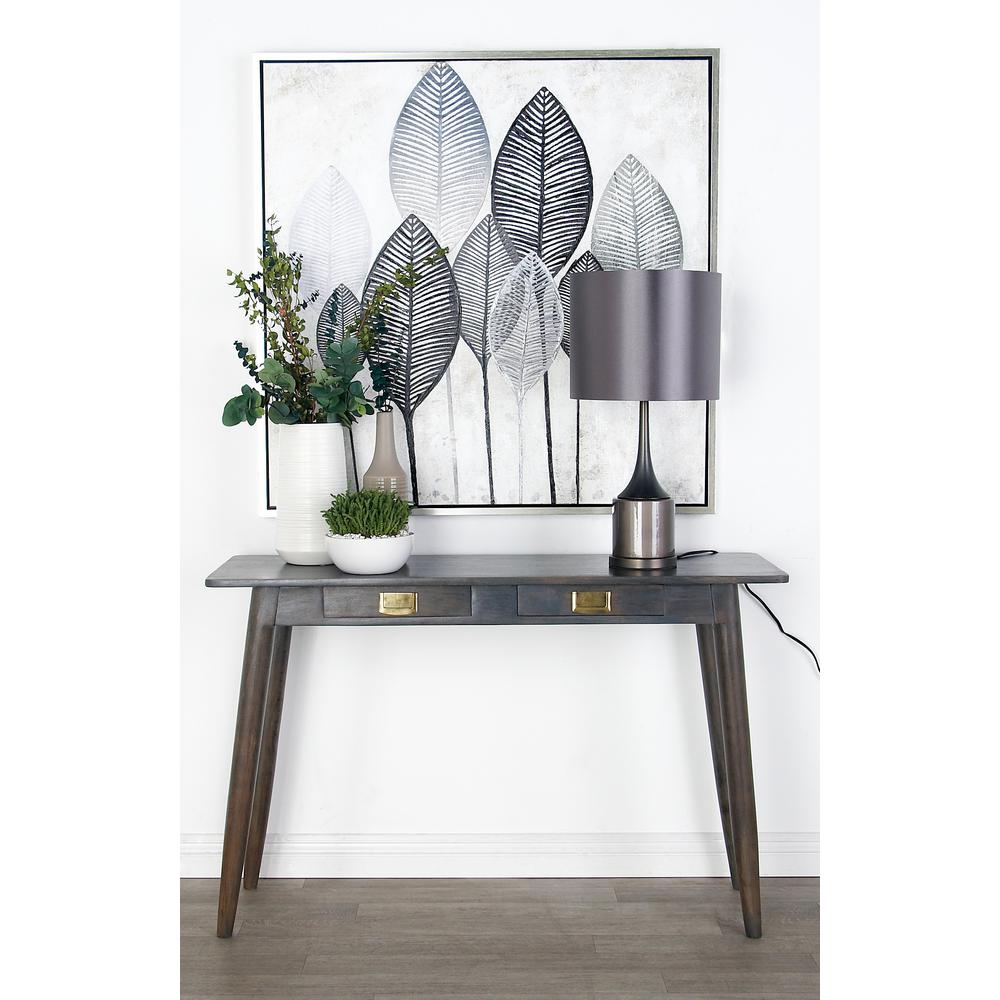 Litton Lane Dark Gray Console Table With Drawers 28786 The Home