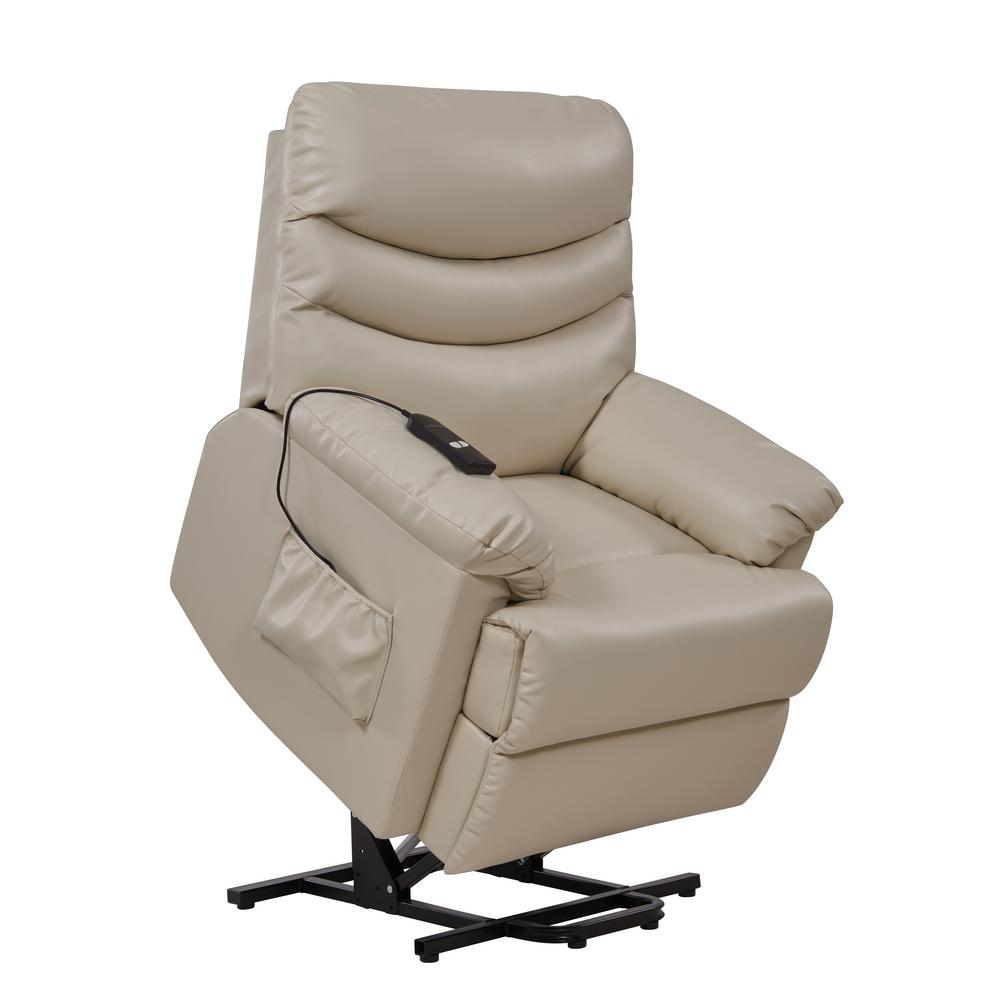 ProLounger Power Recline and Lift Chair in Off-White Almond Tuff Stuff