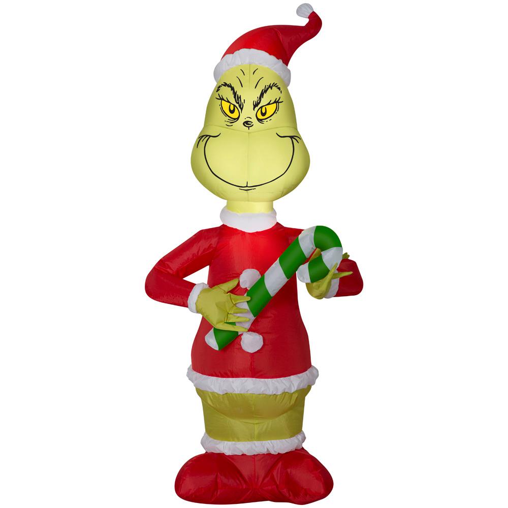 Grinch 4 ft Pre lit Inflatable Grinch with Candy Cane 