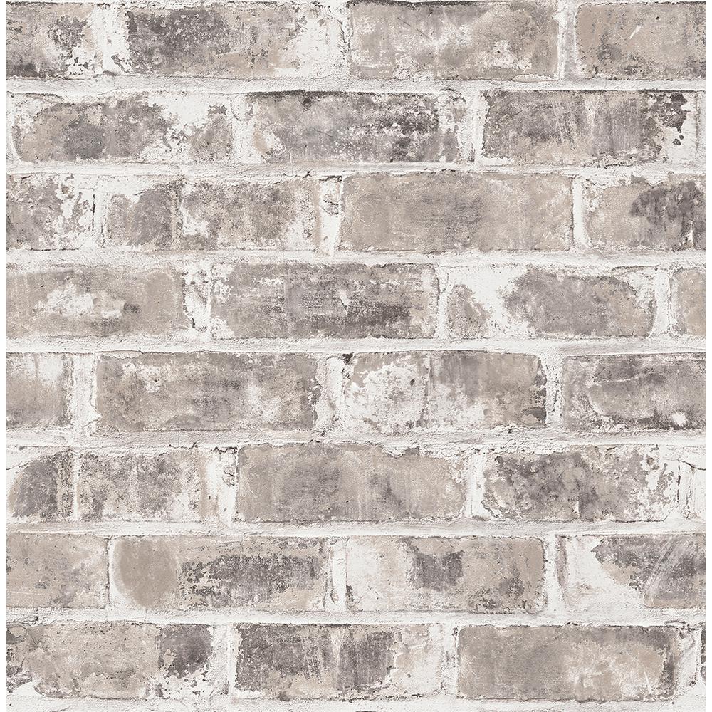 Brewster 56.4 sq. ft. Jomax Grey Warehouse Brick Wallpaper