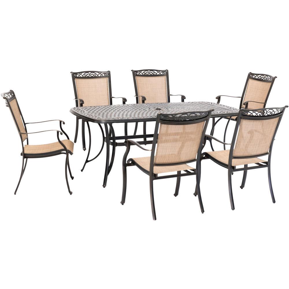 Hanover Fontana 7-Piece Aluminum Outdoor Dining Set with 6 ...