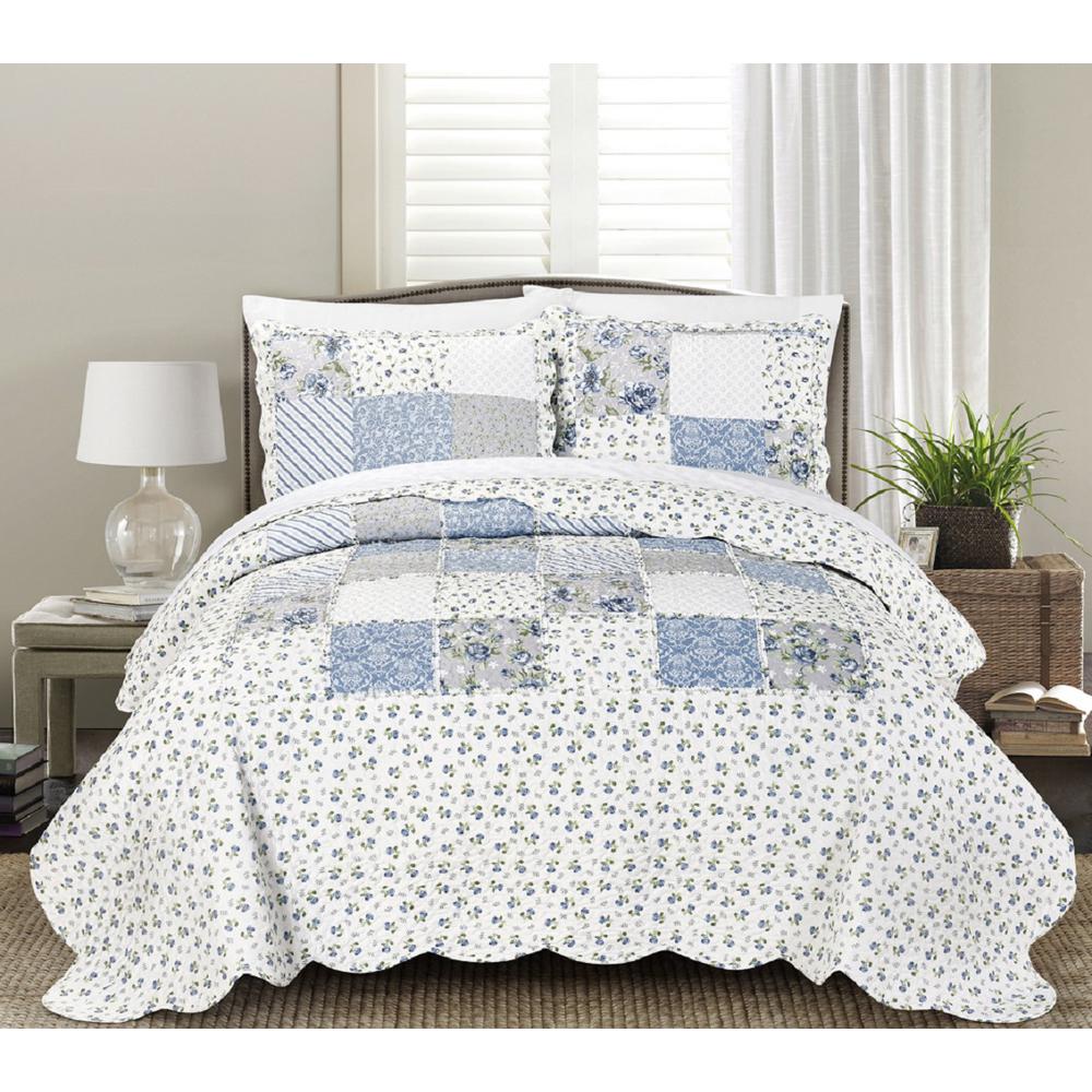 London Fog Garment Washed Crinkle Navy 3 Piece Blue Full And Queen Beatrice Blue Full And Queen Quilt Mini Set
