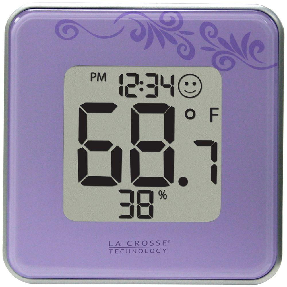 La Crosse Technology Digital Thermometer And Hygrometer In Purple La Crosse Technology Digital Thermometer And Hygrometer In Purple