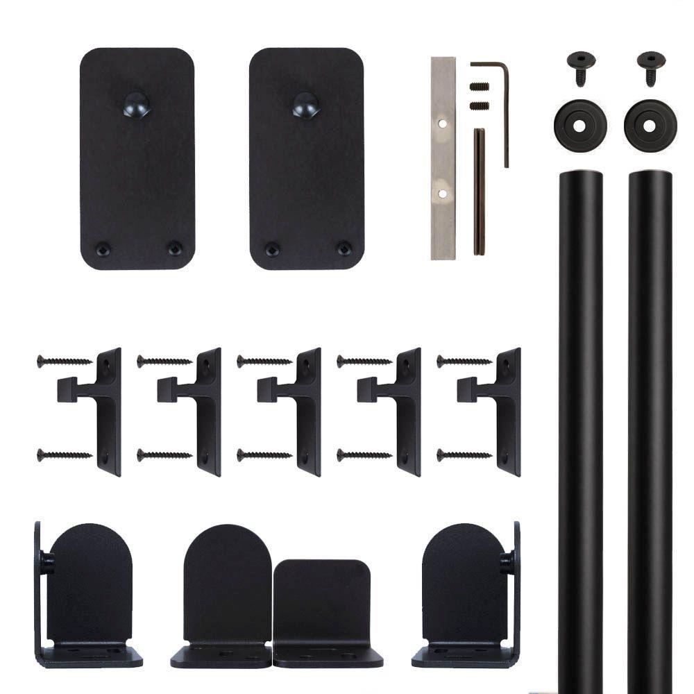 Wedge Black Rolling Door Hardware Kit for 3/4 in. to 11/2 in. Door