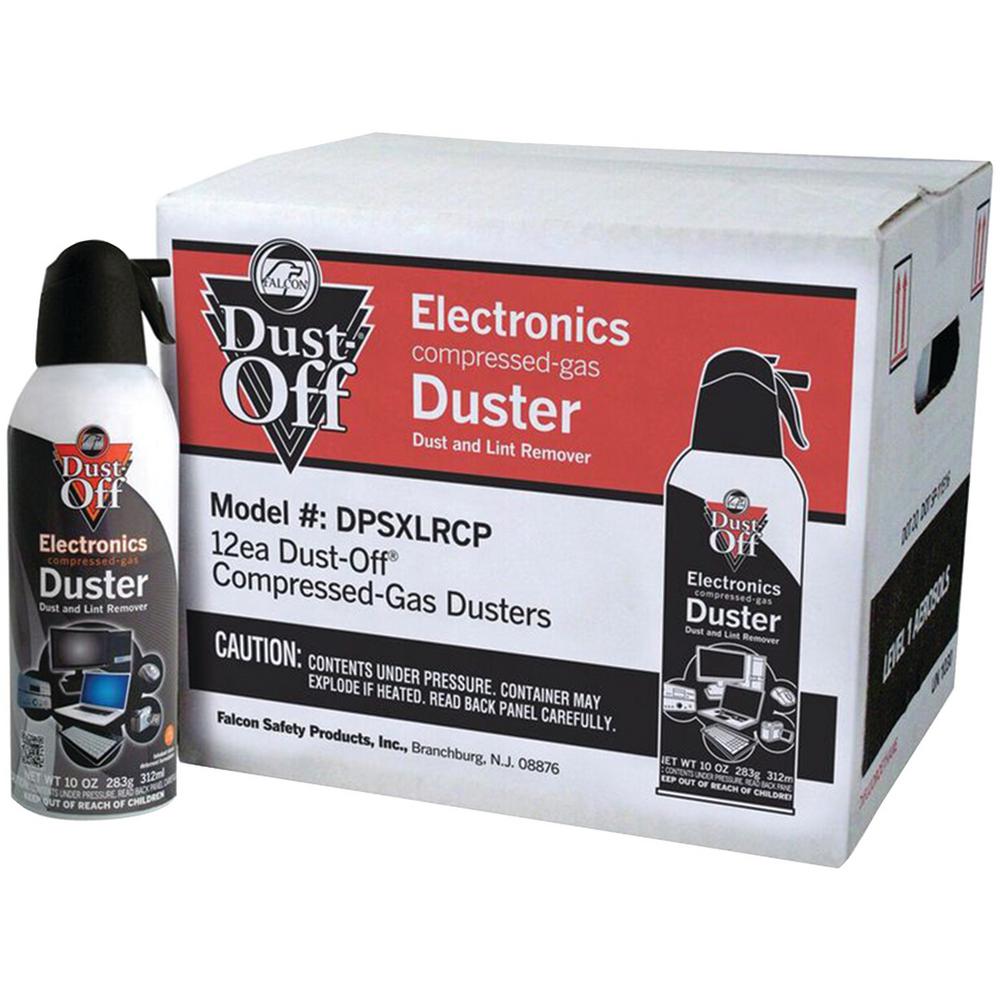 Falcon Safety Dust Off DPSXLRCP Compressed Gas, 10 Oz, Pack Of 12
