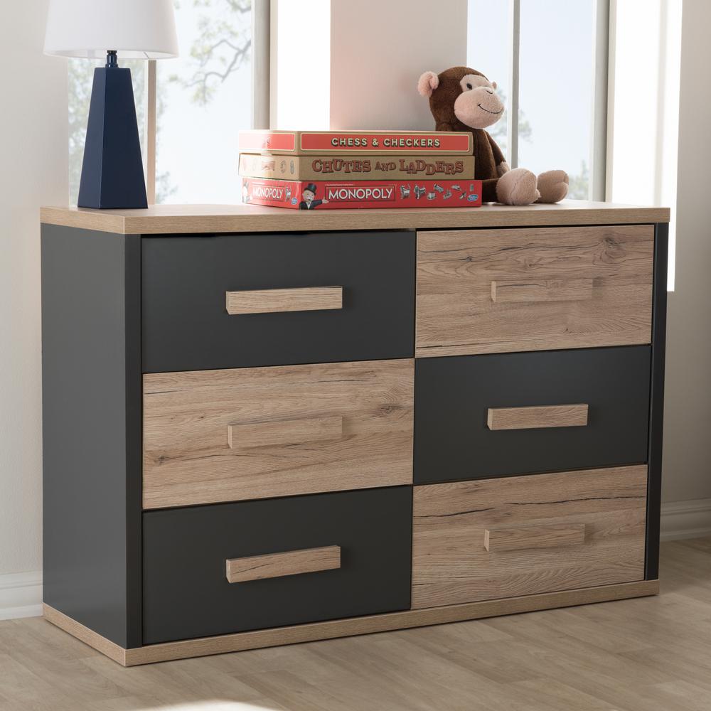 Baxton Studio Pandora 6 Drawer Brown Chest 28862 7962 Hd The