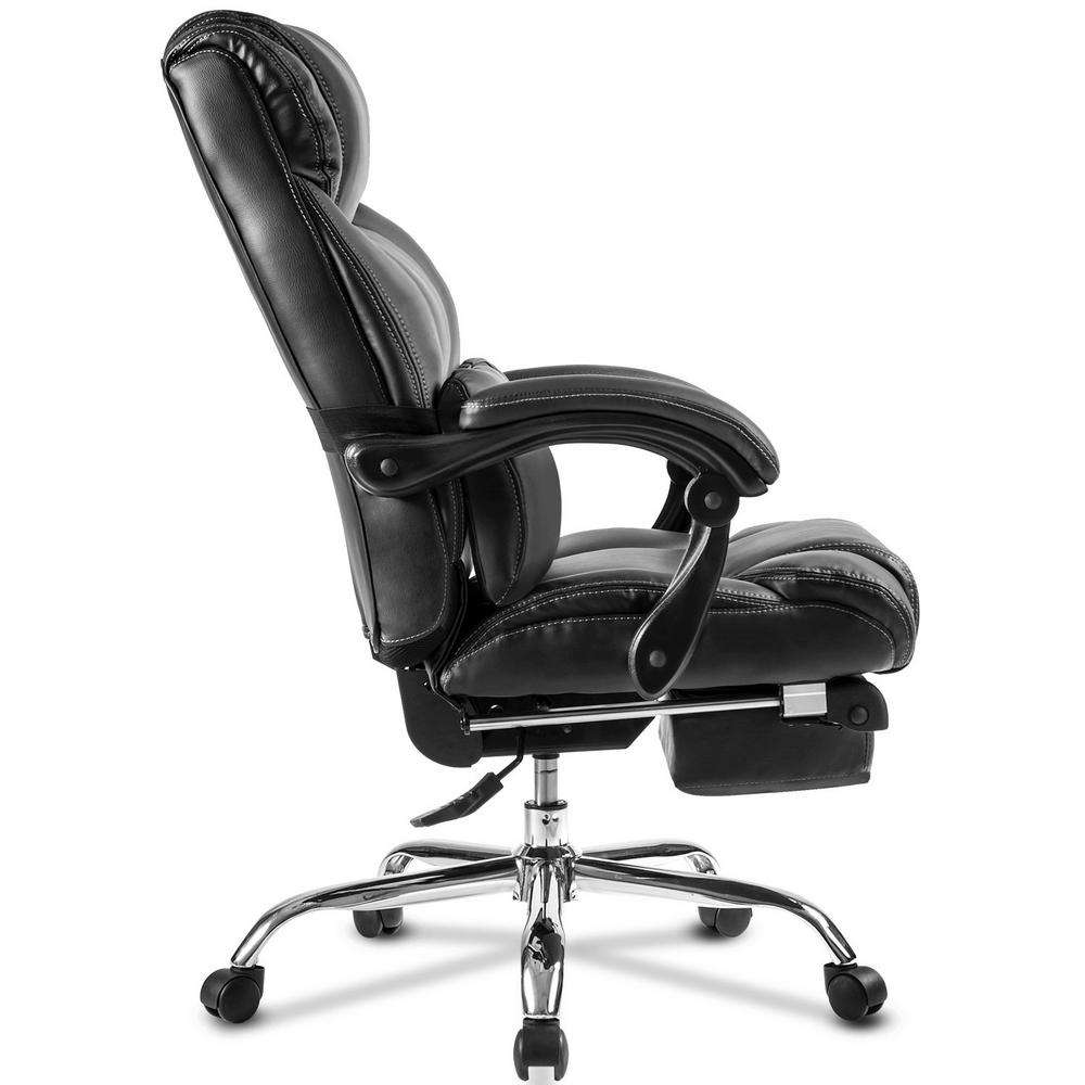 Merax Black Ergonomic Pu Leather Big And Tall Office Chair With Footrest Pp189619baa The Home Depot