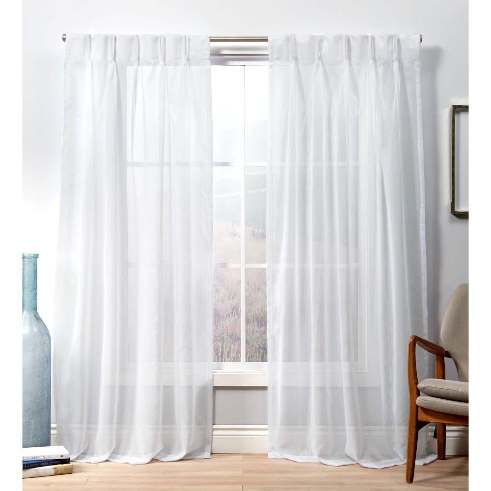 Exclusive Home Curtains Penny Pp Winter White Sheer Triple Pinch Pleat