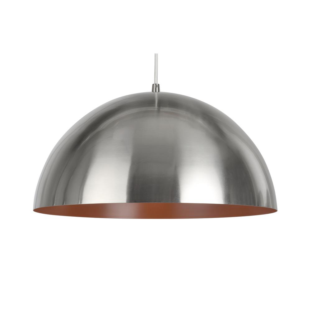 Aspen Creative Corporation 1 Light Satin Nickel Pendant With Metal Dome Shade 61040 3 The Home Depot - Dome Pendant Light Shade