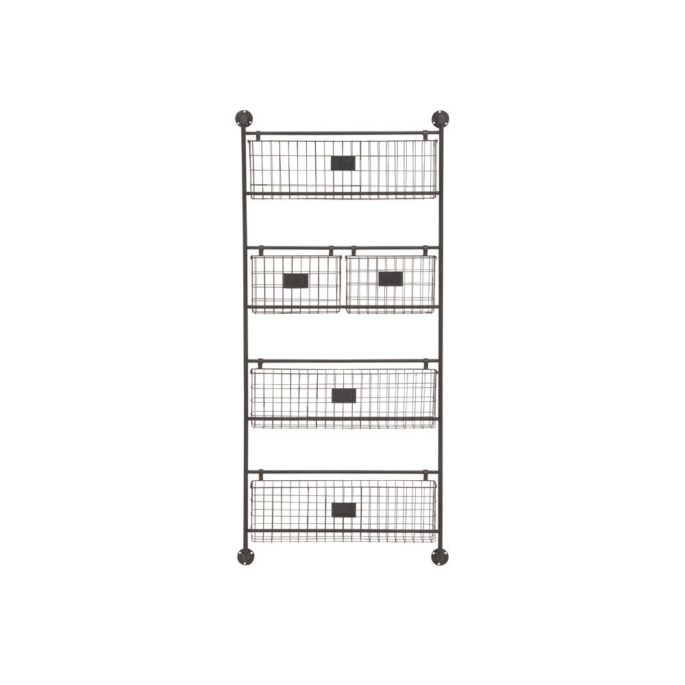 Litton Lane 24 in. W x 61 in. H 4Tiered 5Basket Metal Wall Rack in