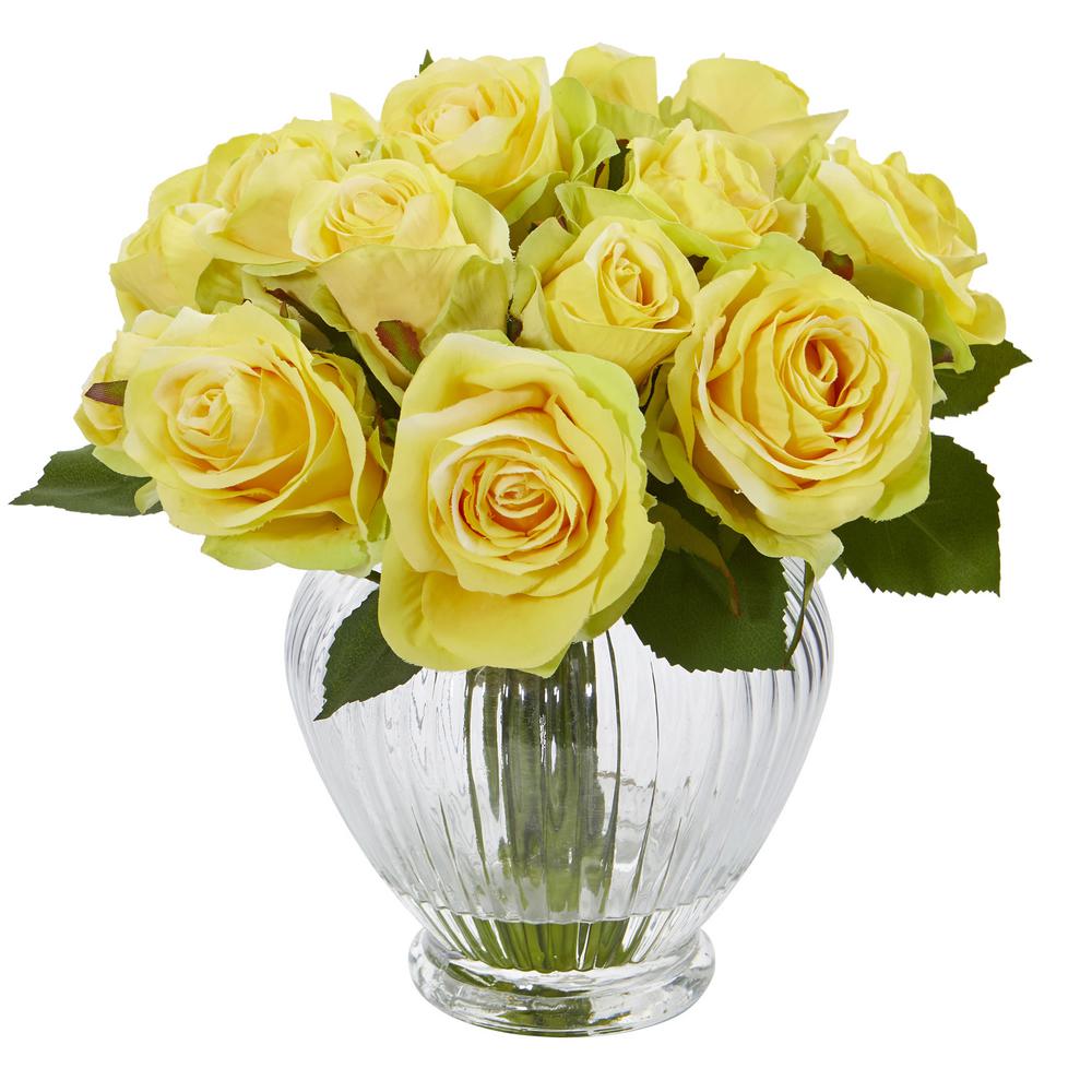 fake yellow flowers in vase