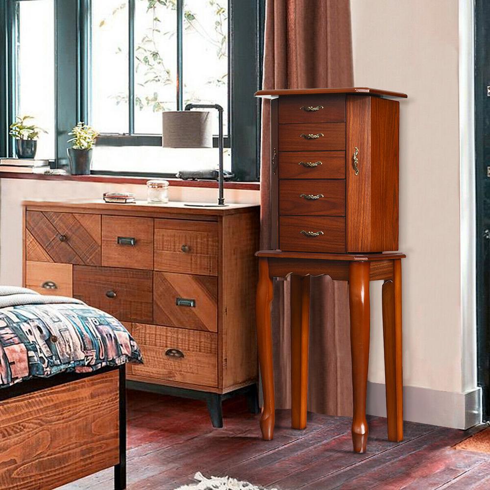 Costway Jewelry Cabinet Armoire Storage Chest Stand Organizer