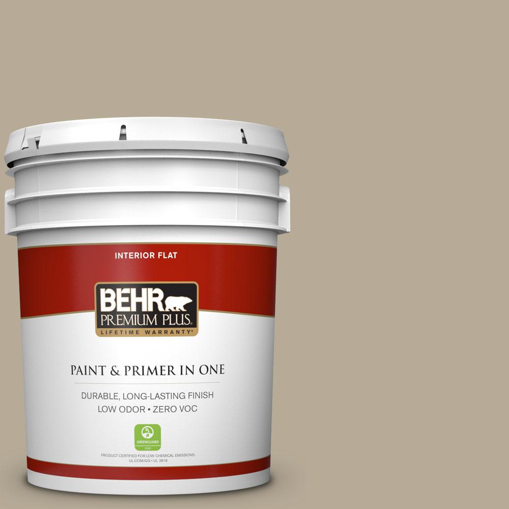 BEHR Premium Plus 5 gal. N3104 Desert Khaki Flat Zero VOC Interior
