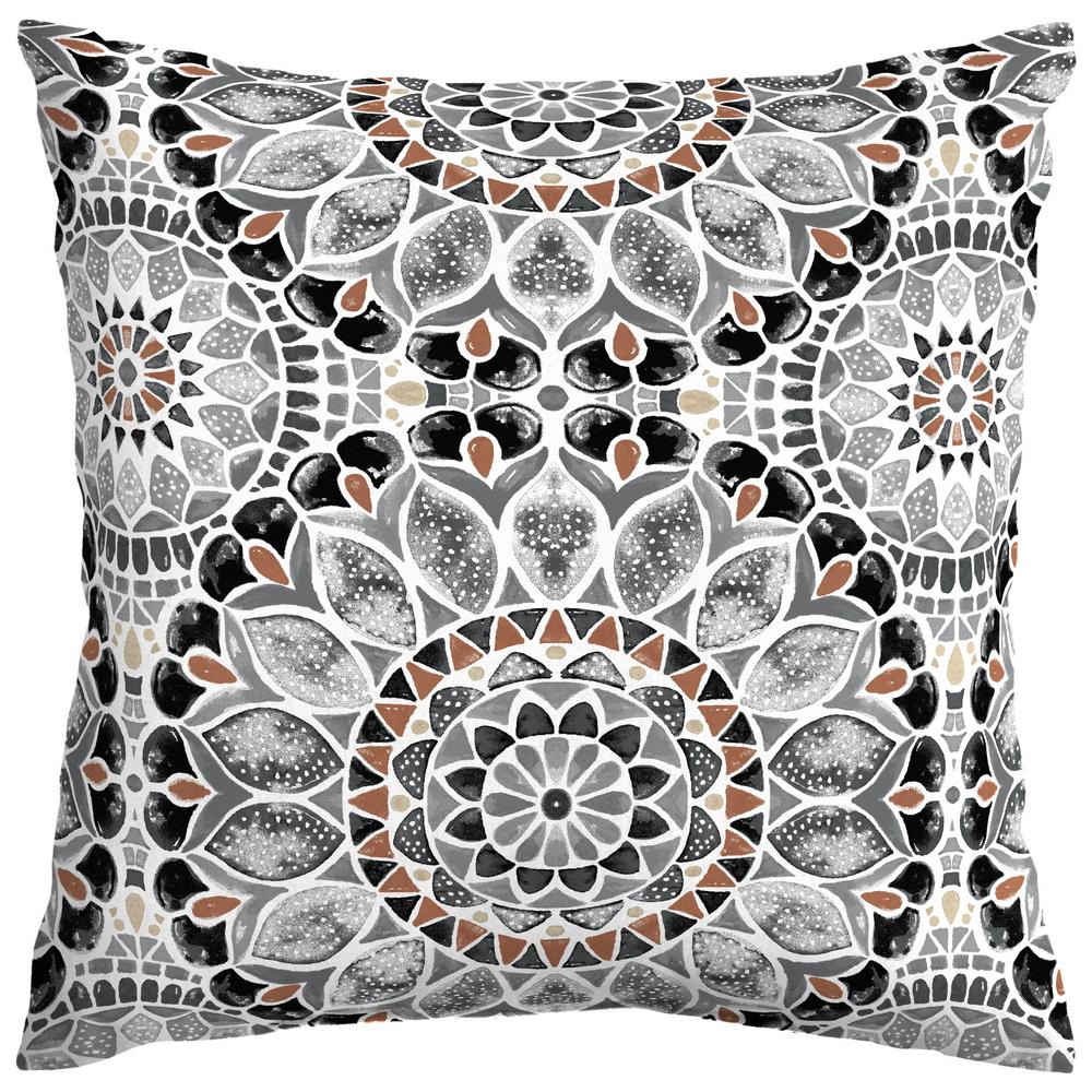 Hampton Bay Midnight Medallion Square Outdoor Throw Pillow (2Pack