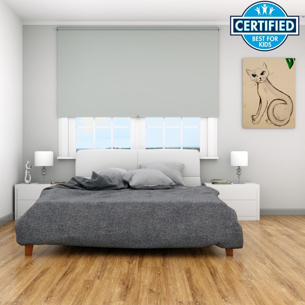 iFit CuttoWidth Light Gray Cordless Blackout Acrylic Coated Polyester