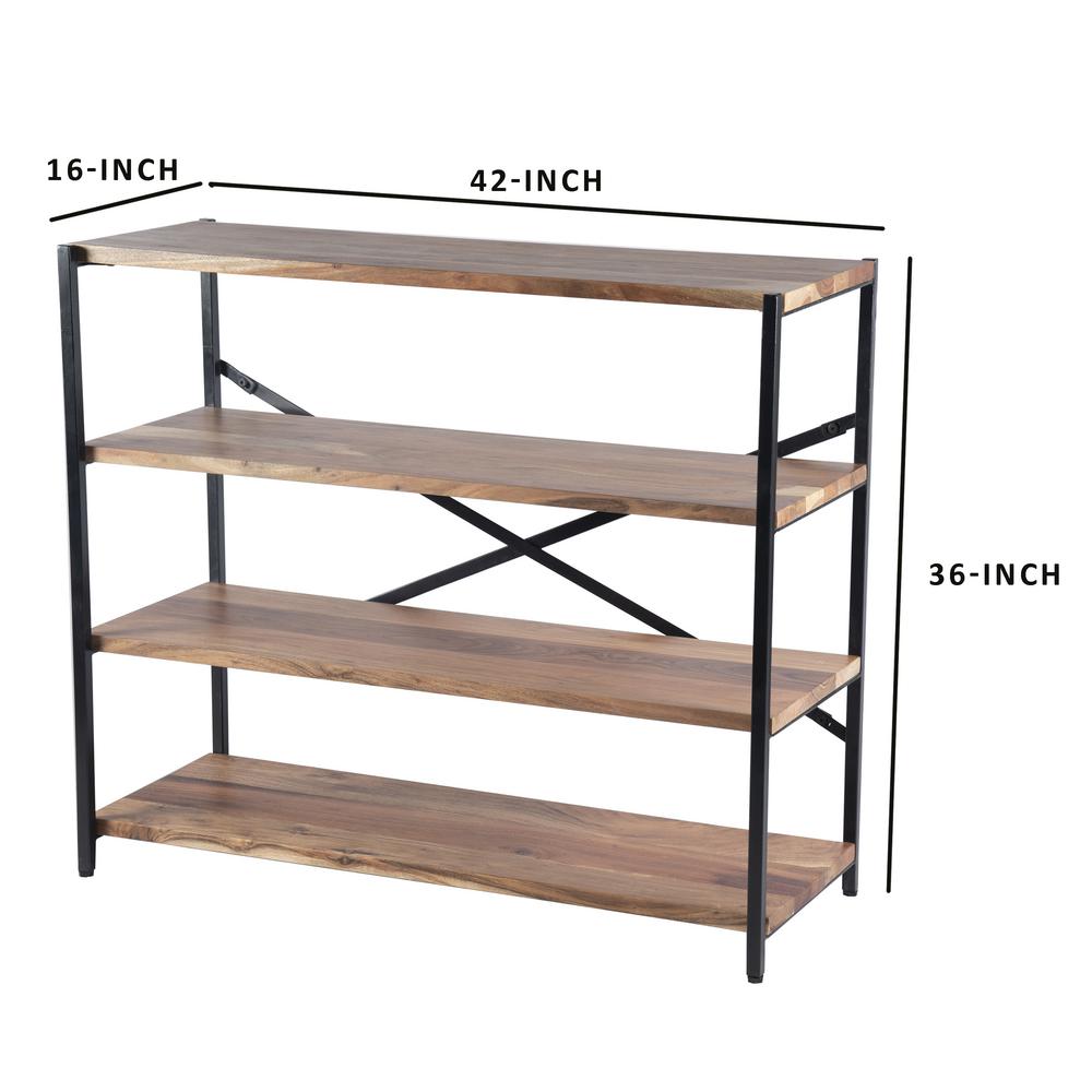The Urban Port 36 In Brown Black Wood 4 Shelf Accent Bookcase Upt