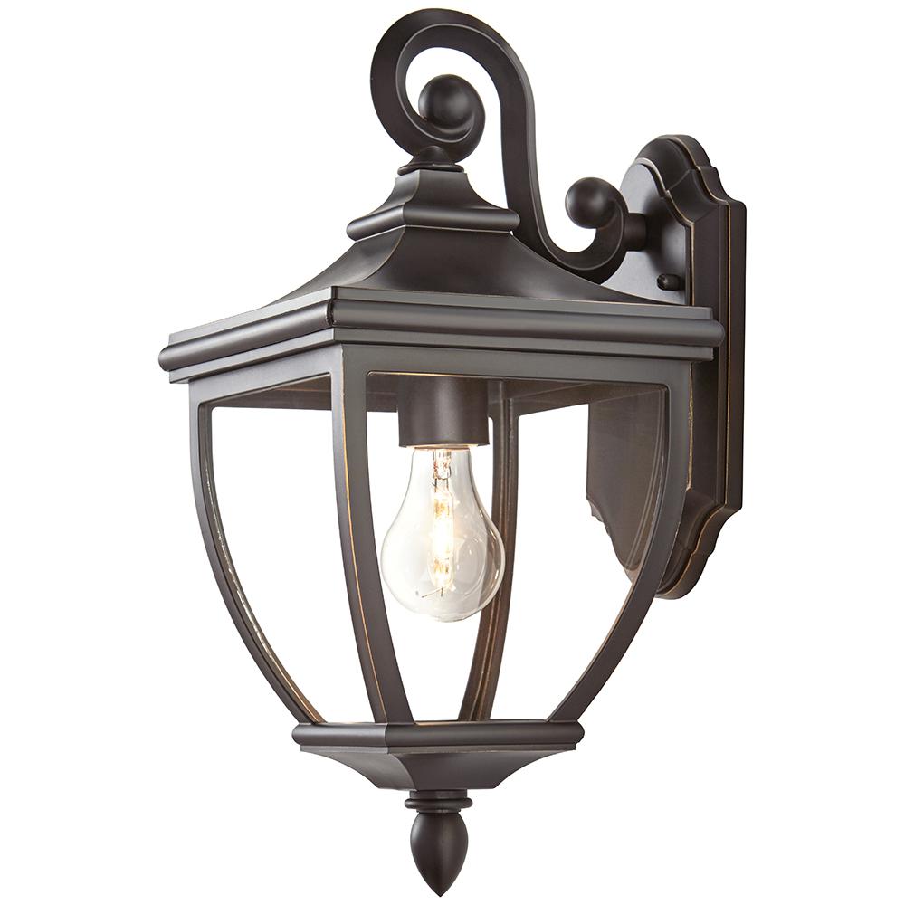 Classic Hardware Included Incandescent Outdoor Wall Mounted 1 Light Oil Rubbed Bronze Outdoor 8 In Wall Mount Lantern With Clear