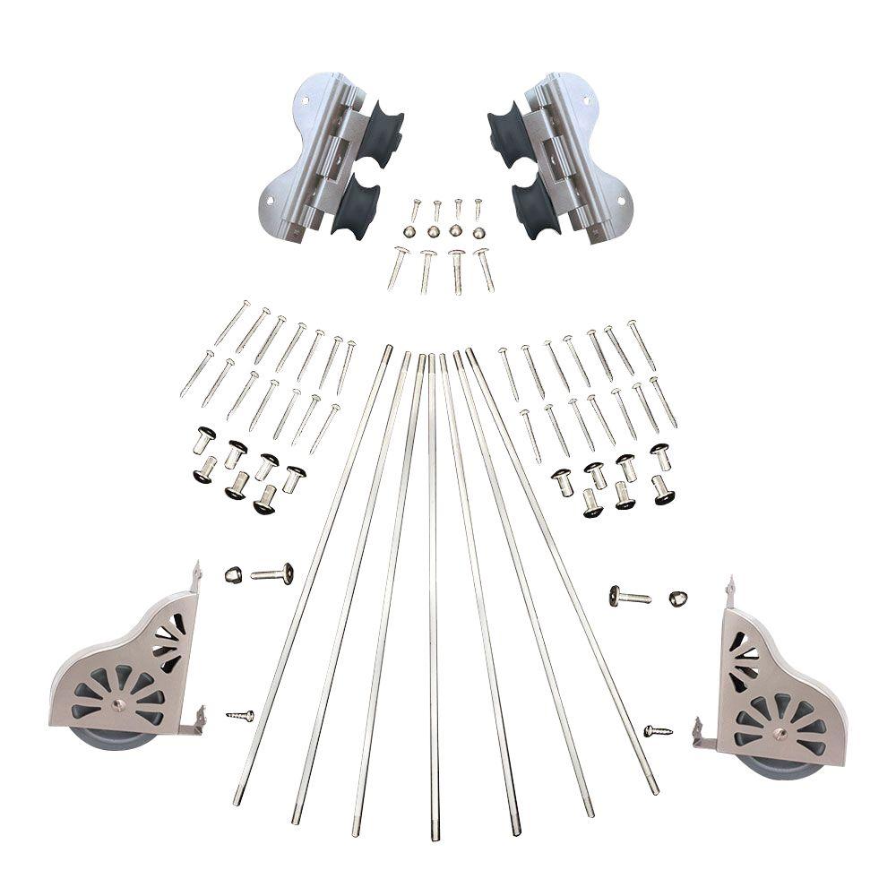 Quiet Glide Satin Nickel Swivel Rolling Ladder Hardware KitQG70002