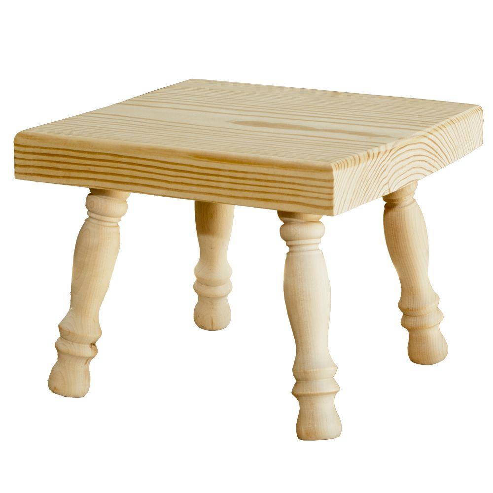 Houseworks Unfinished Wood Decor Square Stool with Turned Legs94606