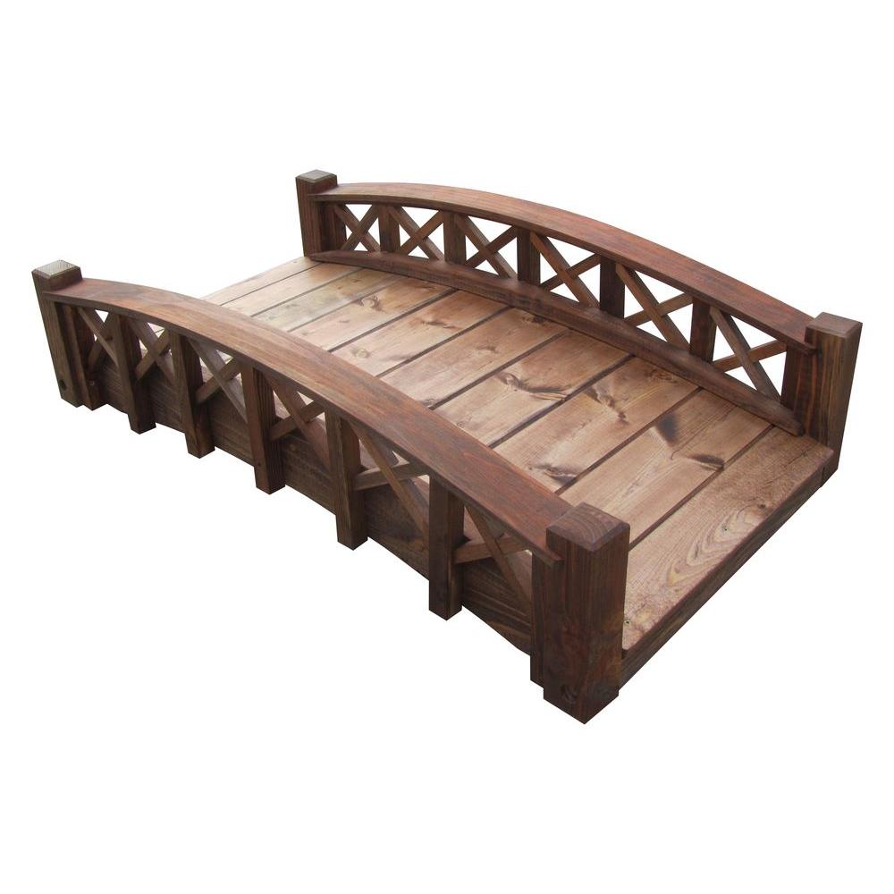 Garden Bridges Outdoor Decor The Home Depot 4 Ft Arched Wood Garden Swan Bridge With Cross