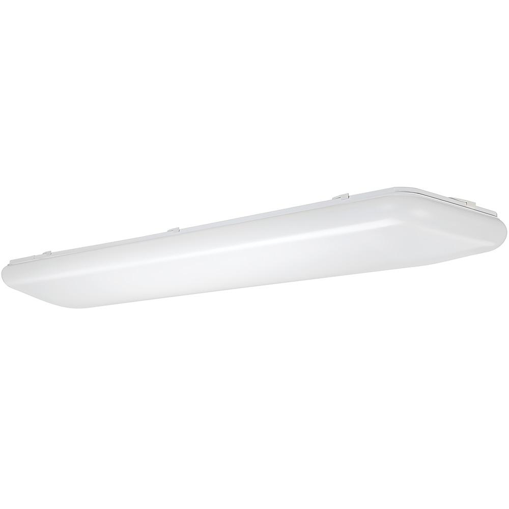 Hampton Bay 48 in. x 10 in. Traditional LED Flush Mount Ceiling Light with Angled Lens Dimmable 3000 Lumens 4000K Bright White