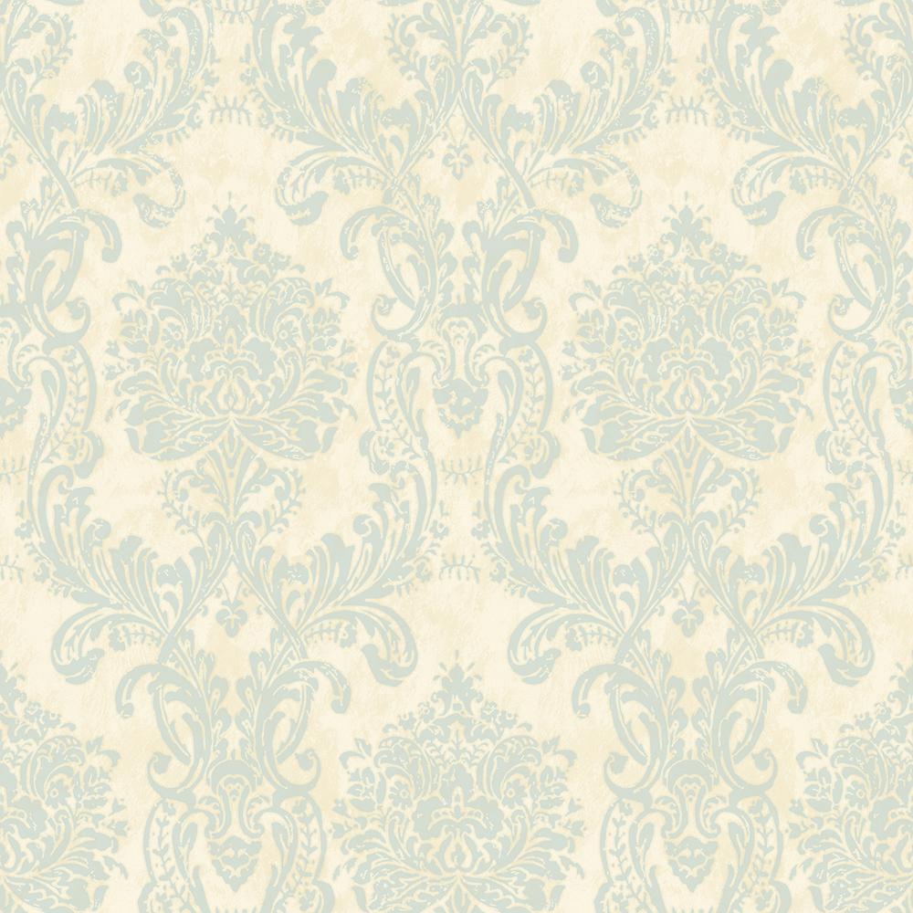 Chesapeake Samantha Blue Damask Wallpaper Cg97126 The Home Depot Chesapeake Samantha Blue Damask Wallpaper