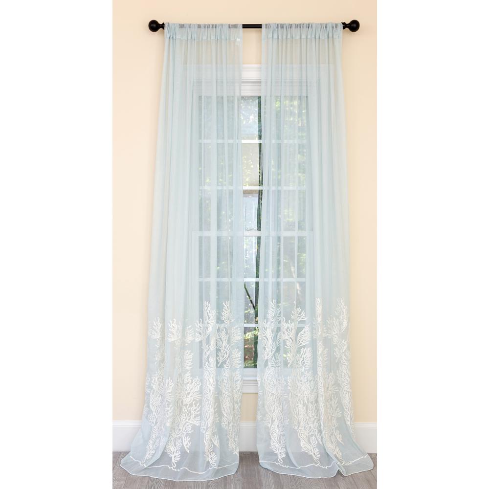 Manor Luxe Vivid Ocean Coral Embroidered Semi Sheer Rod Pocket