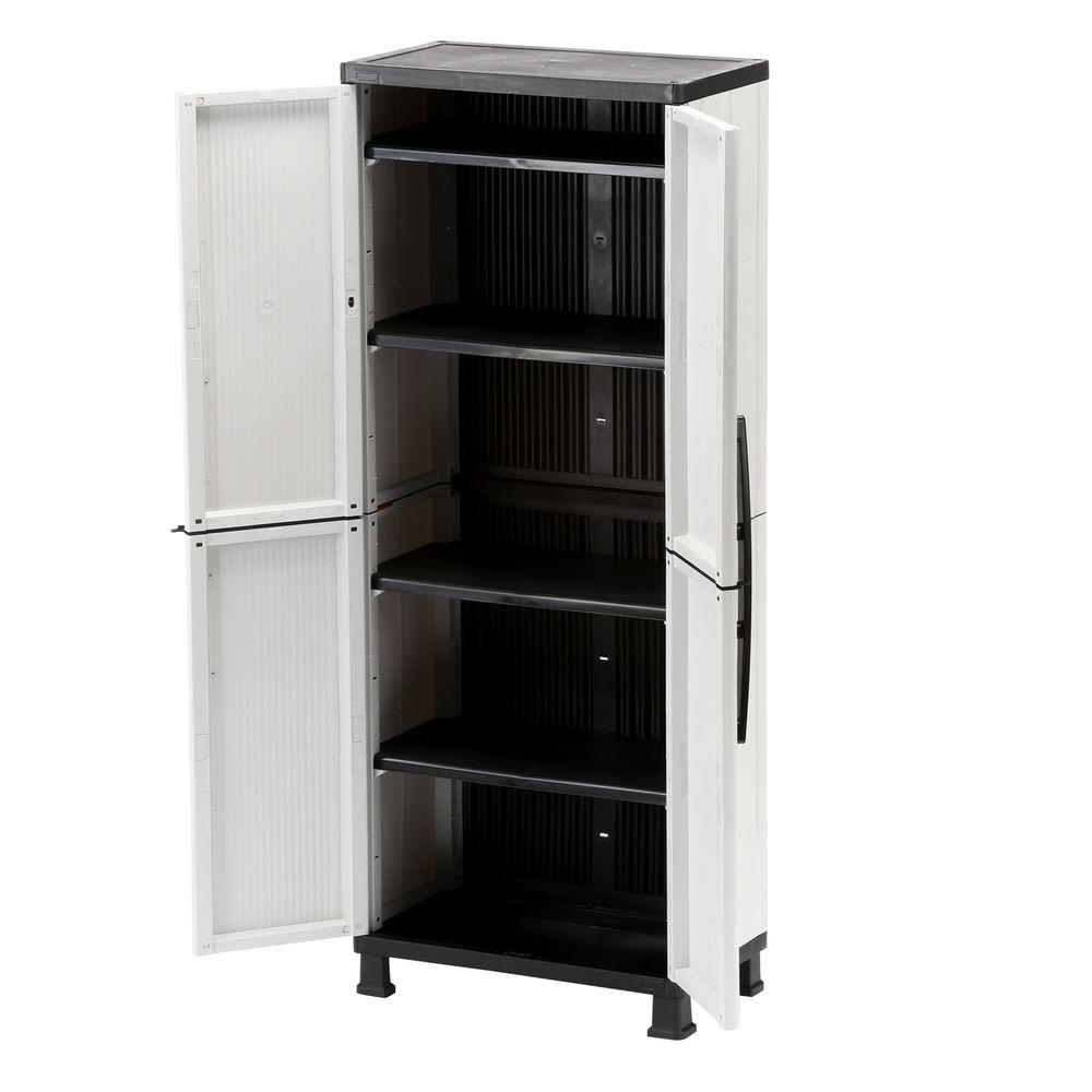 Hdx 27 In W 4 Shelf Plastic Multi Purpose Cabinet In Gray 221874