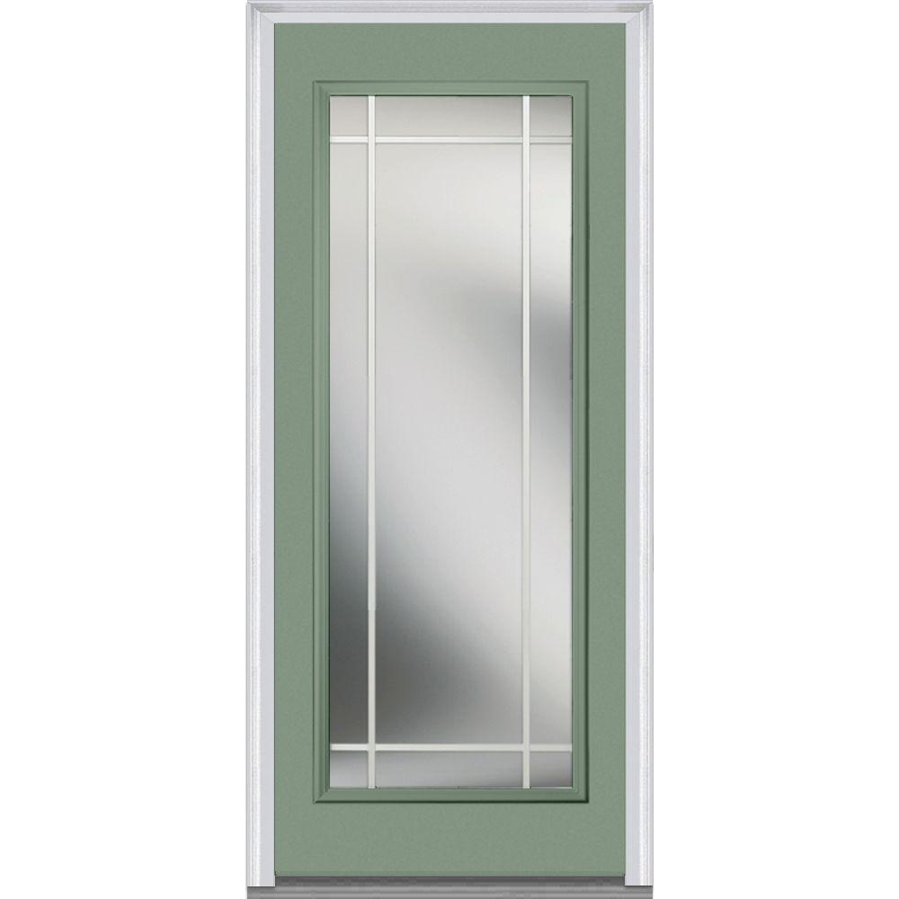 Mmi Door 30 In X 80 In Prairie Internal Muntins Left Hand Full Lite Clear Classic Painted