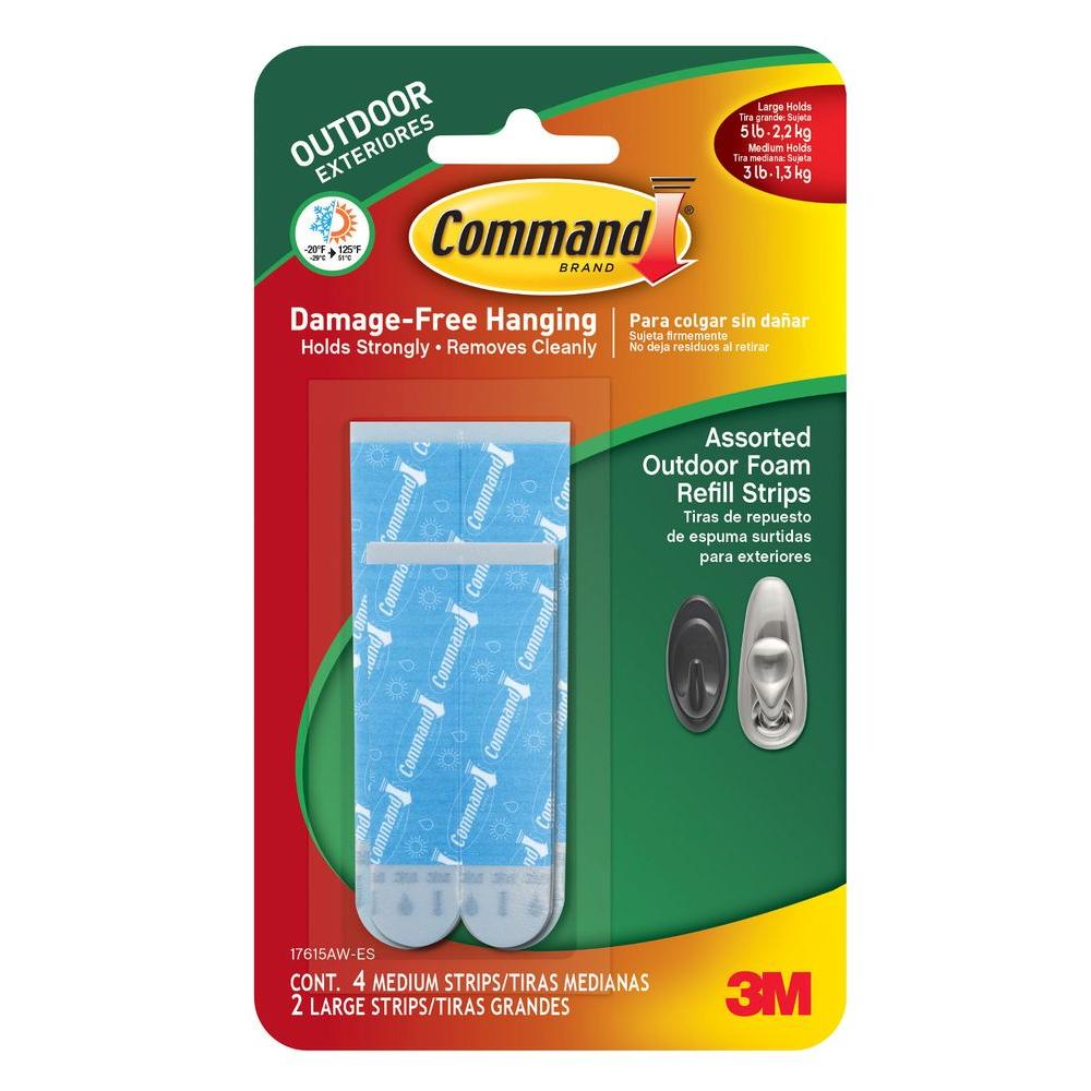 Command Medium And Large Outdoor Foam Strip Refills 6 Piece Per Command Medium And Large Outdoor Foam Strip Refills 6 Piece Per Pack