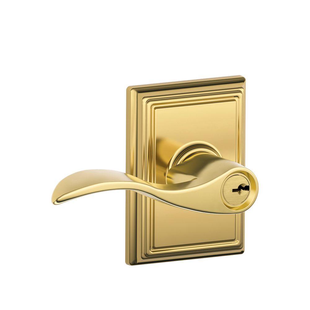 Schlage Accent Bright Brass Keyed Entry Door Lever With Addison Trim ...